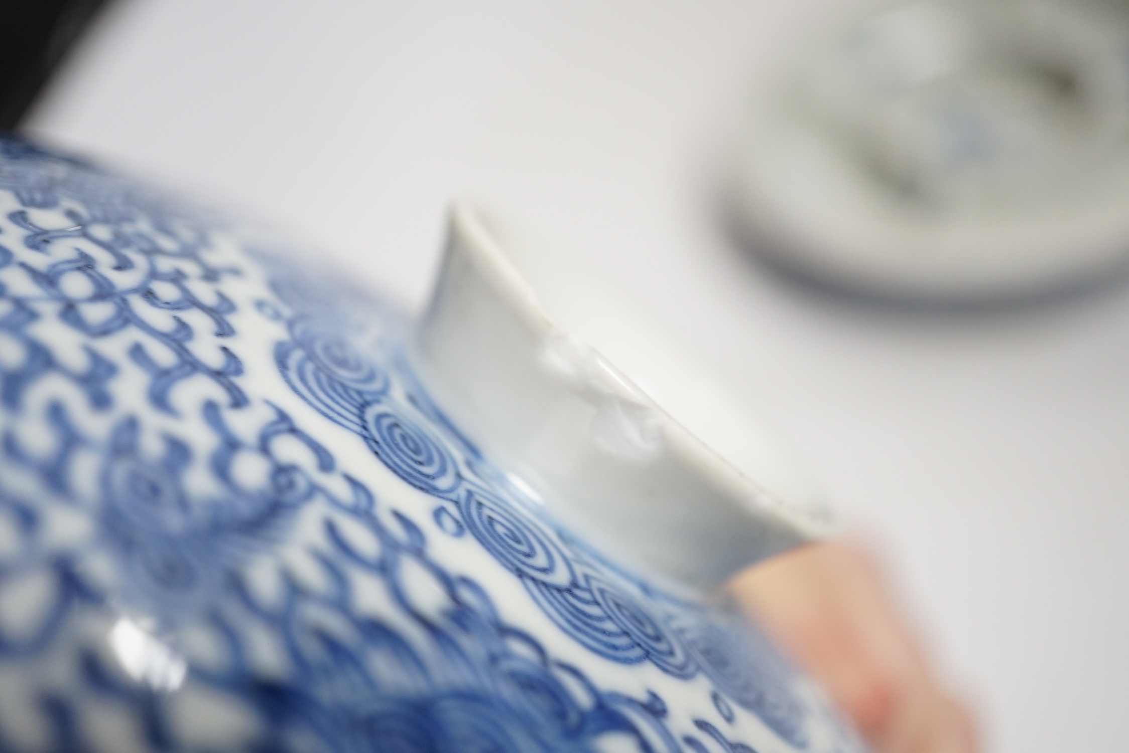 A 19th century Chinese blue and white segmented bowl and cover